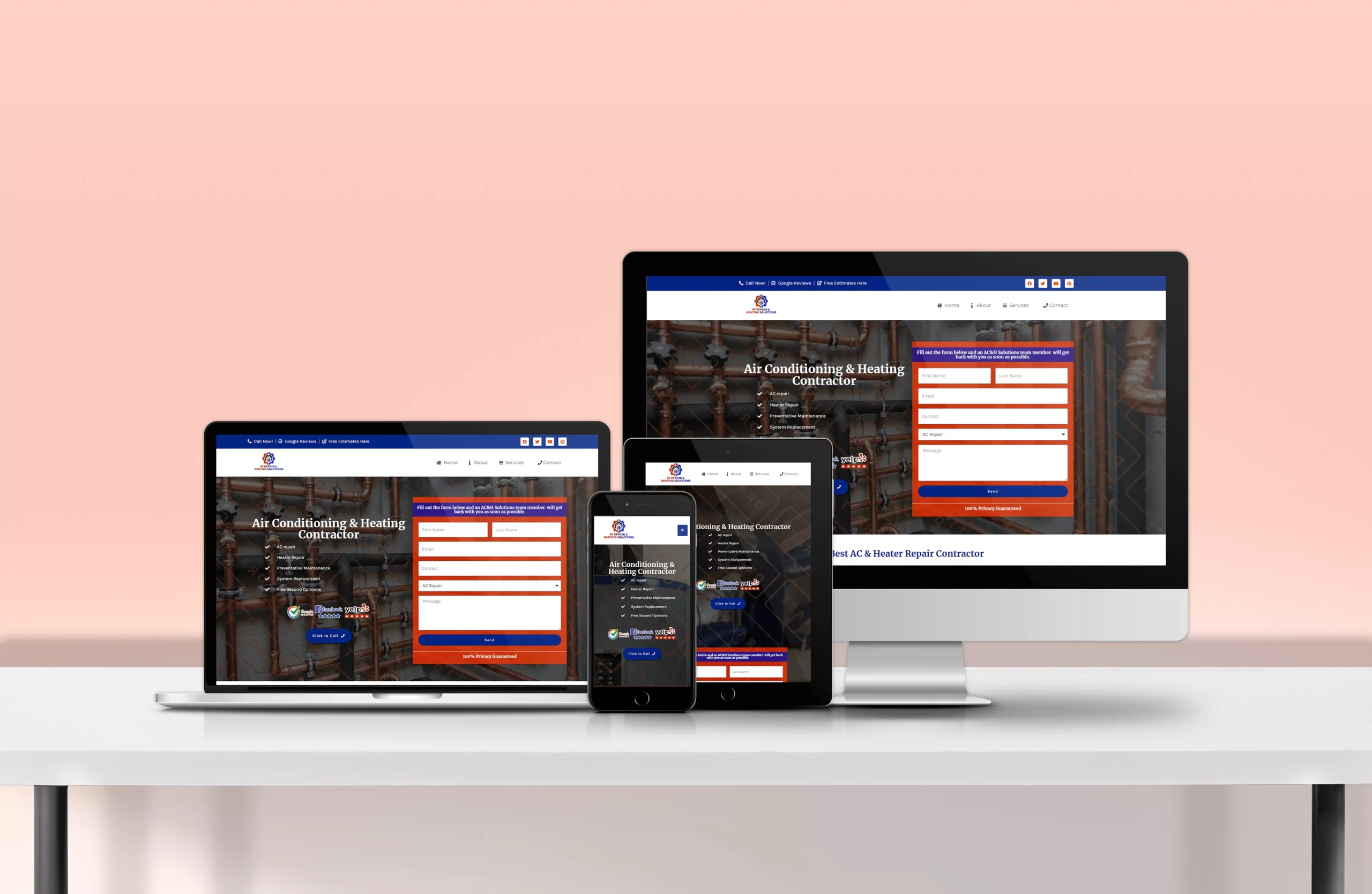 AC Repair and Heating Solutions Mockup